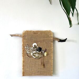 New Wall Decor Art Driftwood Home Decor Burlap Boho Rustic Hanging